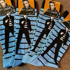 Blue and Black Casual Socks with Geometric Stripes